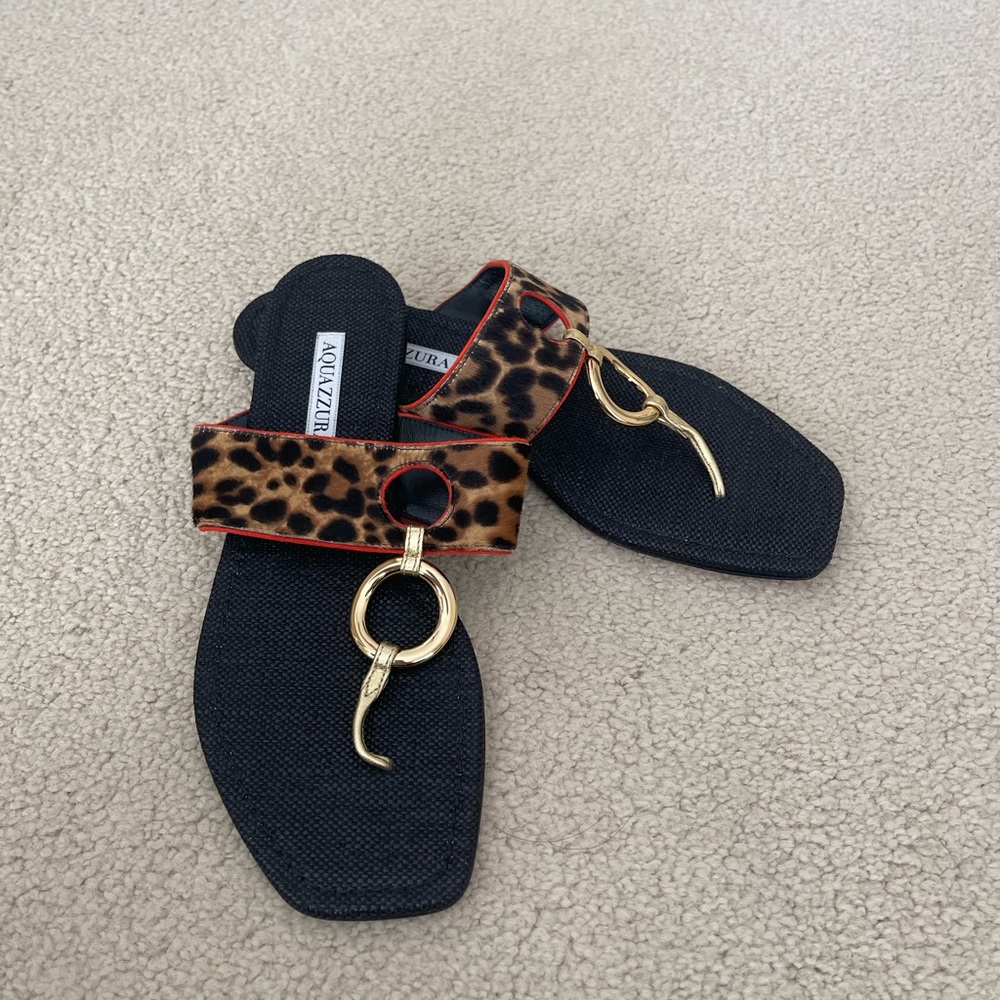 Aquazzura – Ring Sandal Flat Leopard size 39.5